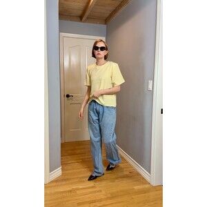 Butter Yellow Vintage 90s TR Bentley Shoulder Pad Blouse Top Women’s Size Medium